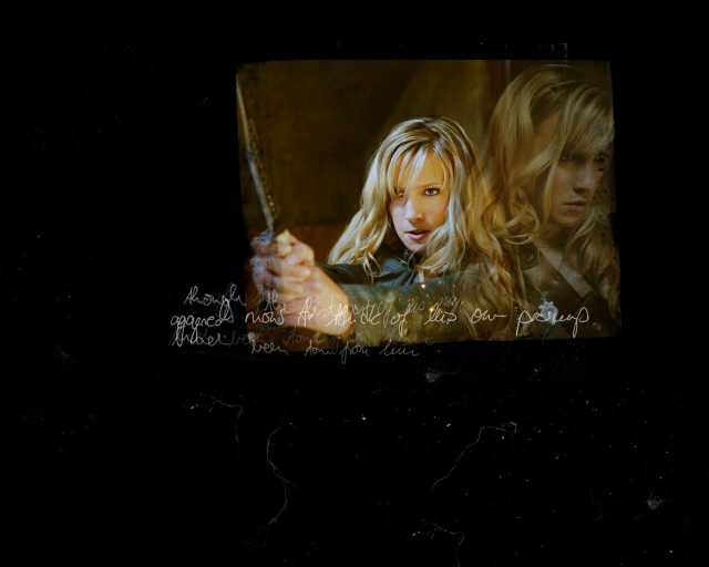 Woman holding knife portrait painting free wallpaper - medium preview image