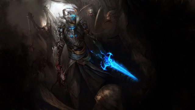 Man sword cave demon back free wallpaper - medium preview image