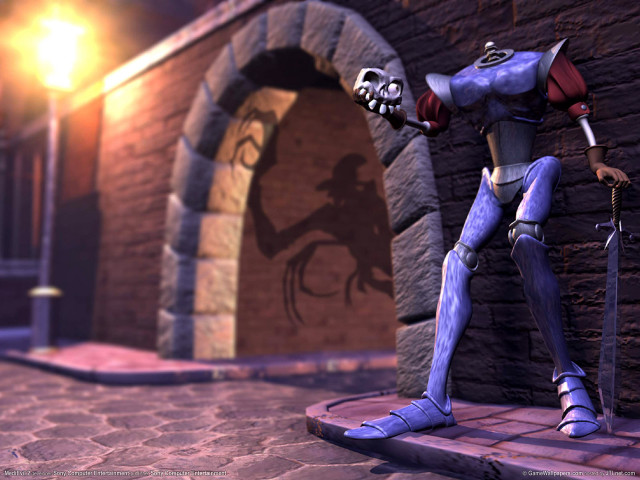 Cartoon character sword stone wall free wallpaper - medium preview image
