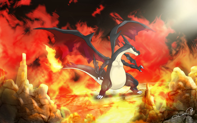 Dragon flying fire mountain rocks #2 free wallpaper - medium preview image