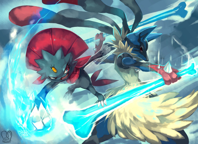 Pokemon fight blue red object free wallpaper - medium preview image