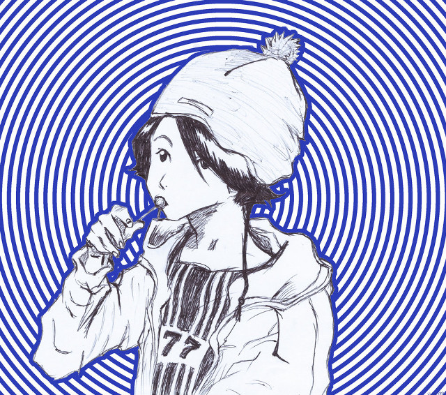 Woman hat microphone drawing art free wallpaper - medium preview image