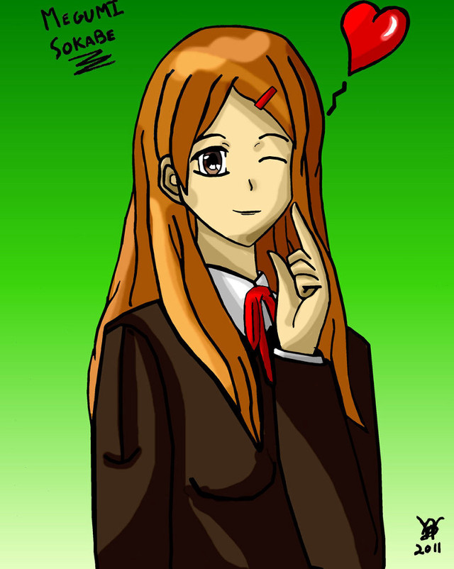 Girl long hair red heart free wallpaper - medium preview image