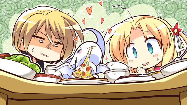 Anime characters bed heart pillow free wallpaper - medium preview image