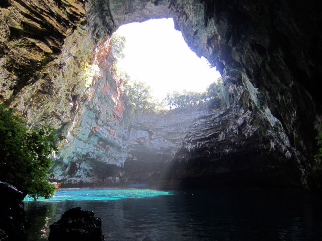 Cave blue pool light entrance free wallpaper - medium preview image