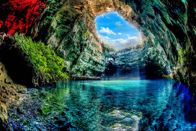Cave blue sky water inside free wallpaper - medium preview image