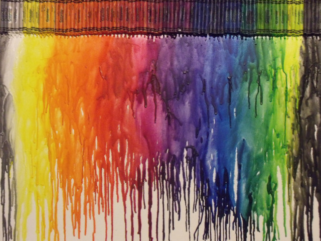 Rainbow dripping paint cityscape watercolor free wallpaper - medium preview image