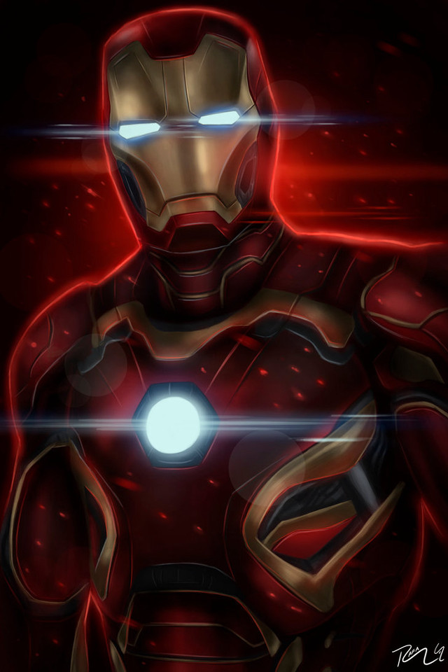 Iron man glowing light red free wallpaper - medium preview image
