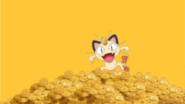 Cartoon cat sitting pile gold free wallpaper - medium preview image