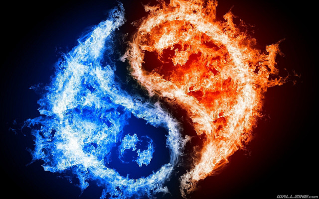 Fire ice yin yang blue free wallpaper - medium preview image