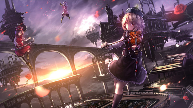 Girl playing violin video game free wallpaper - medium preview image