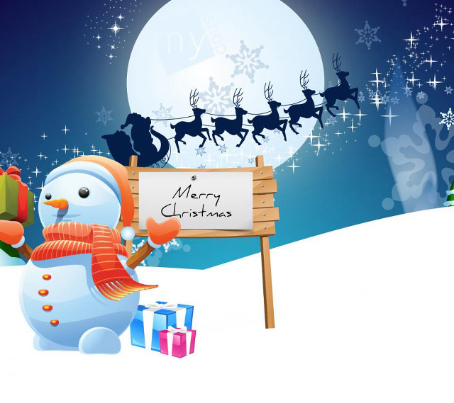 Snowman holding sign santa claus free wallpaper - medium preview image