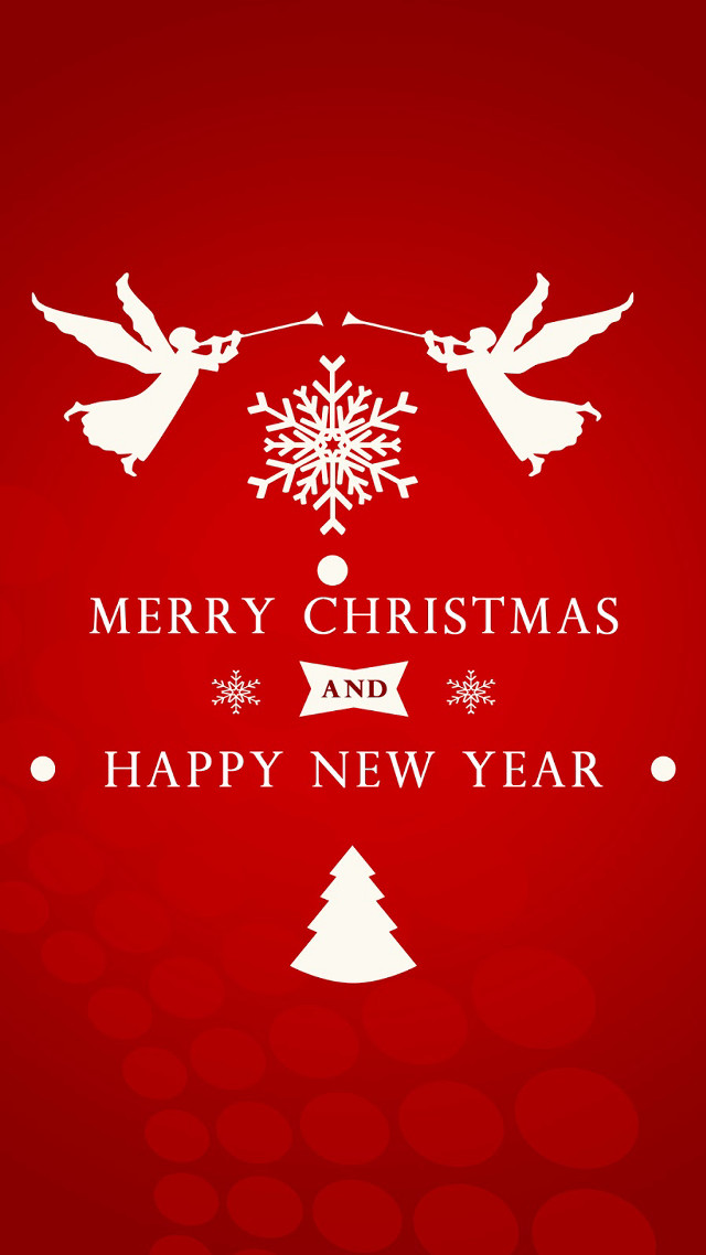 Red christmas card angels snowflake free wallpaper - medium preview image