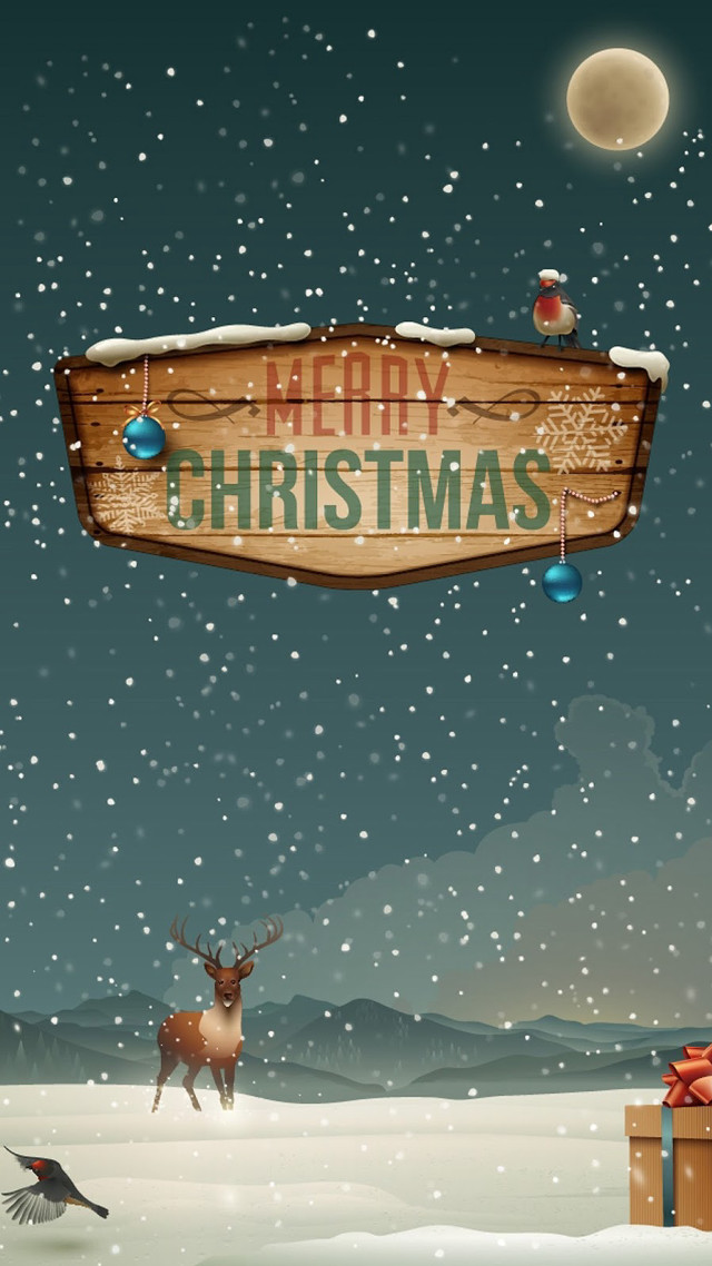 Christmas deer bird snow merry free wallpaper - medium preview image