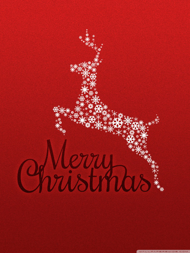 Red background white reindeer merry #3 free wallpaper - medium preview image