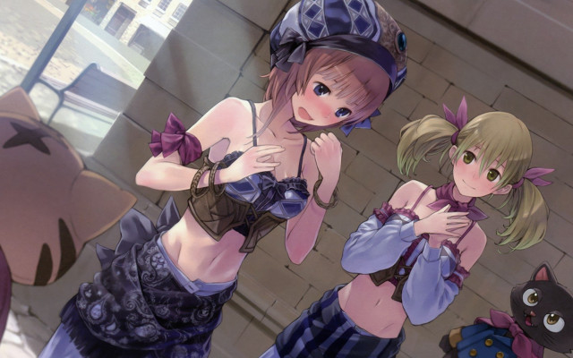 Anime girls building cat group #2 free wallpaper - medium preview image