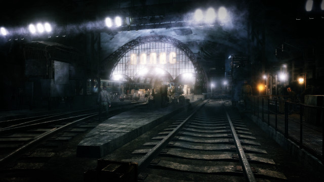 Train station dark person flashlight free wallpaper - medium preview image
