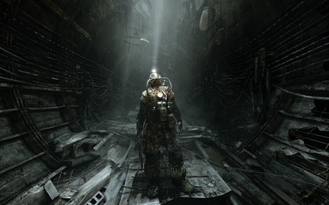Futuristic man dark room light free wallpaper for desktop - medium preview image