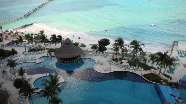 Resort pool beach palm trees #2 free wallpaper - medium preview image