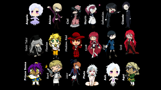 Anime characters expressions black background free wallpaper - medium preview image