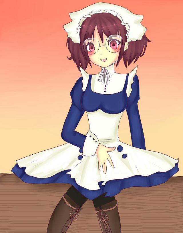 Girl sailor outfit sitting table free wallpaper - medium preview image