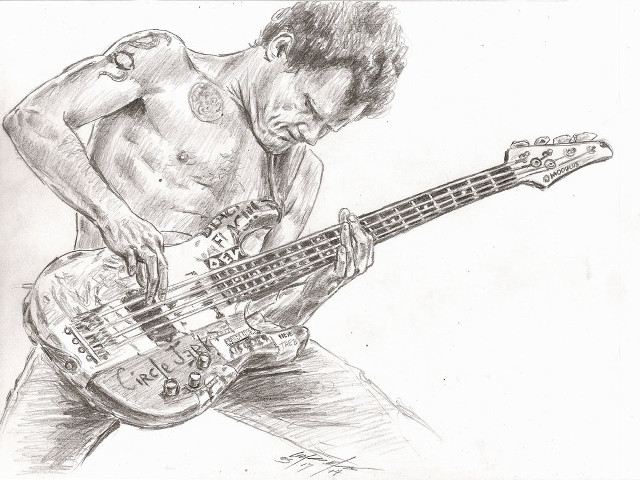 Man playing bass guitar shirt free wallpaper - medium preview image