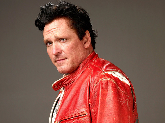 Man red leather jacket posing free wallpaper - medium preview image