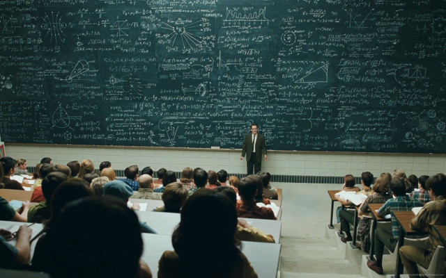 Man classroom students chalkboard writing free wallpaper - medium preview image