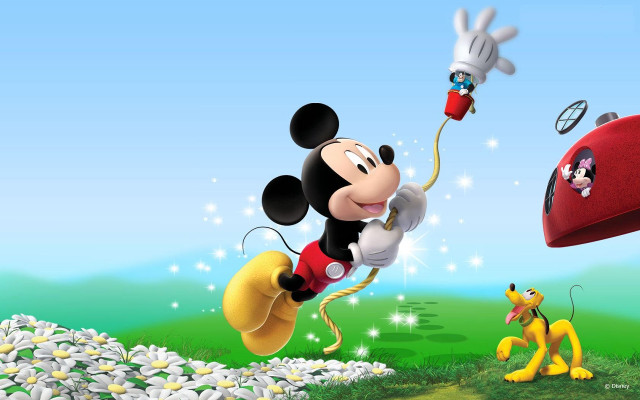 Mickey flying red object yellow free wallpaper - medium preview image