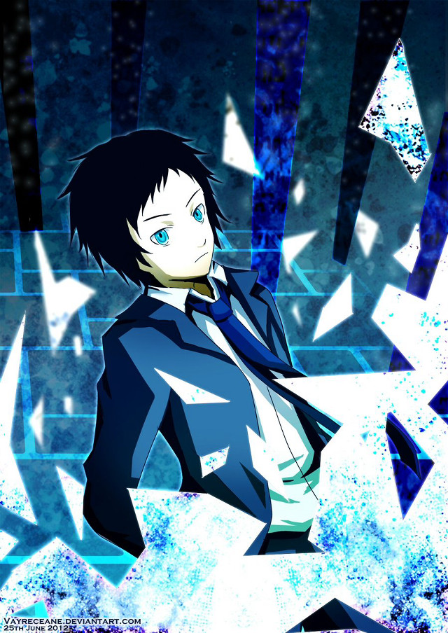 Anime character blue background black free wallpaper - medium preview image
