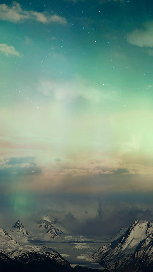 Mountain range green aurora light free wallpaper - medium preview image
