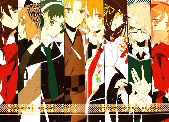 Anime characters group colorful wall free wallpaper - medium preview image