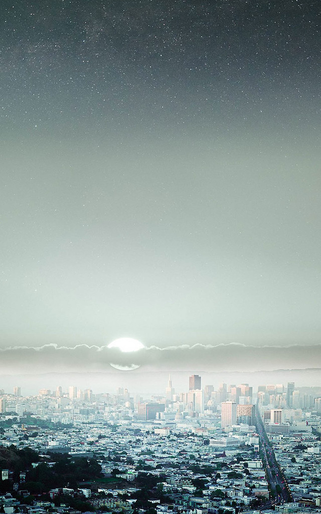 Cityscape bright sun distant object free wallpaper - medium preview image