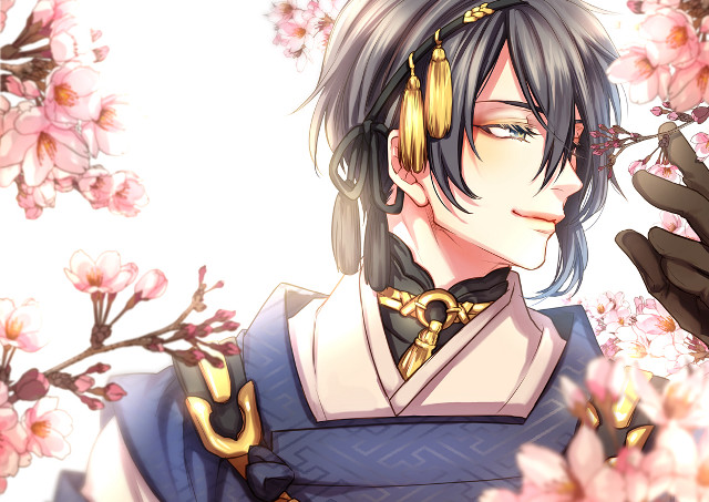Man blue white outfit flowers free wallpaper - medium preview image