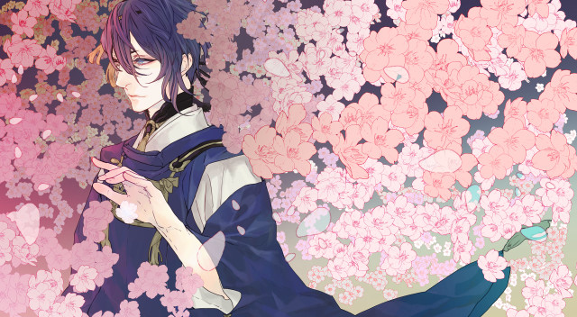 Man blue white cellphone flowered free wallpaper - medium preview image