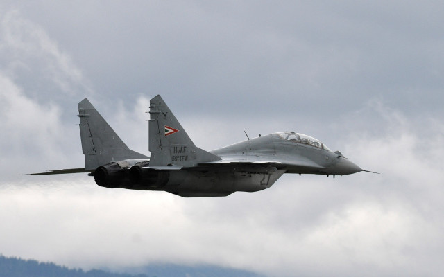 Fighter jet cloudy sky red #2 free wallpaper - medium preview image