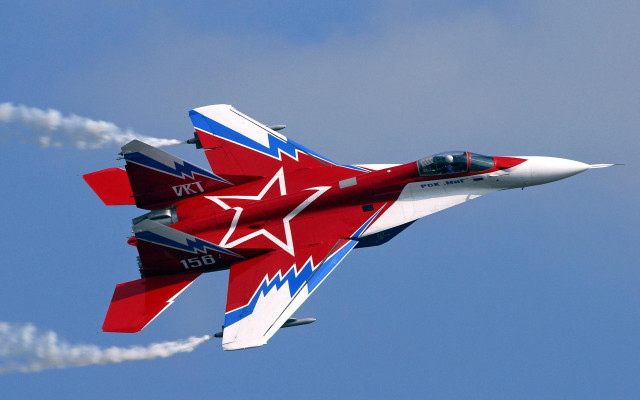 Red white blue fighter jet free wallpaper - medium preview image