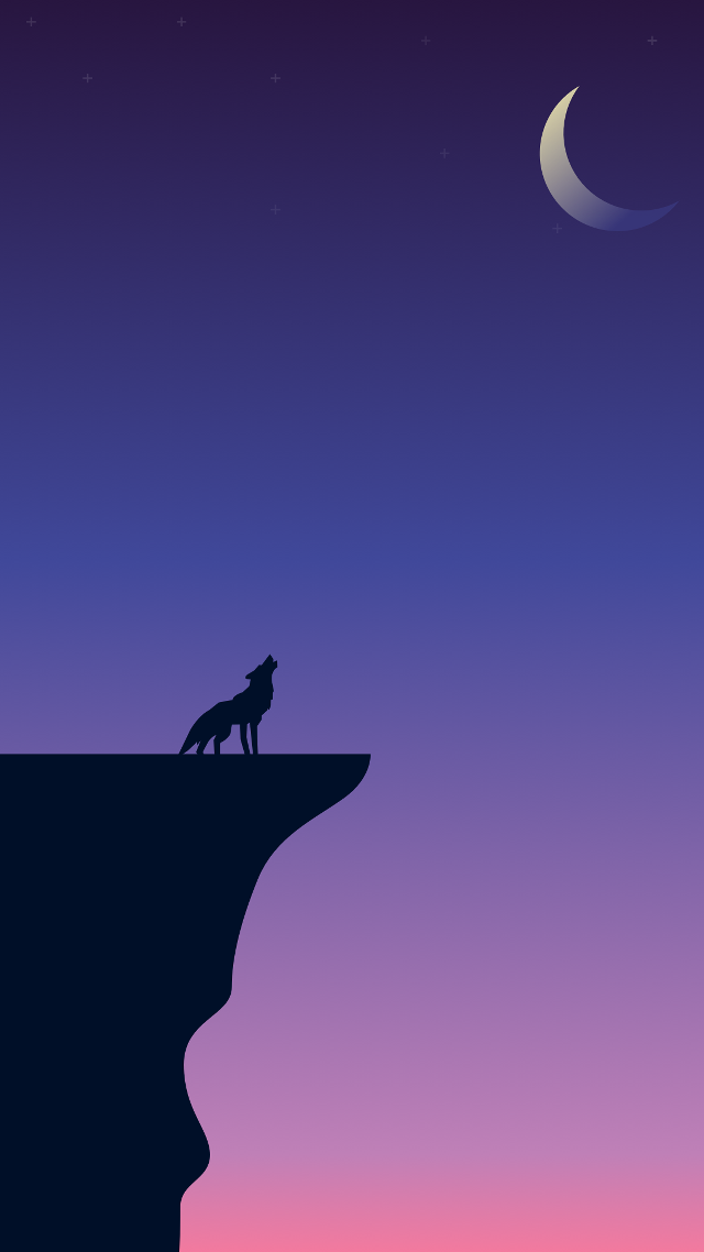 Wolf cliff night crescent moon free wallpaper - medium preview image