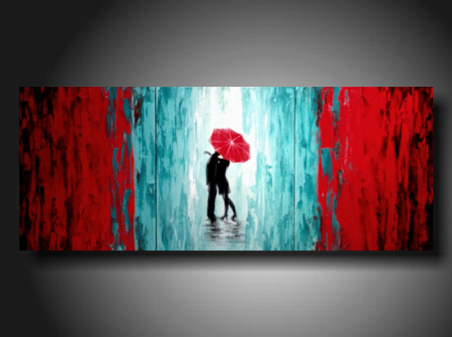 Couple rain umbrella abstract impressionist free wallpaper - medium preview image