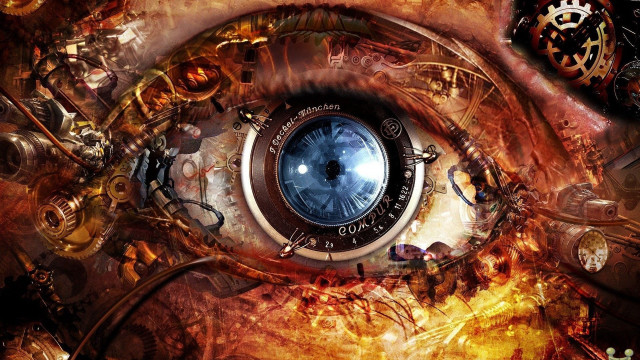 Clock eye cyberpunk gear magic free wallpaper - medium preview image