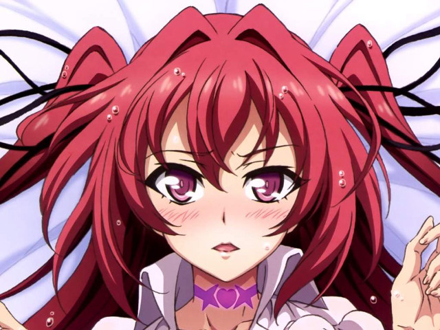 Redhair girl blush lying anime free wallpaper - medium preview image