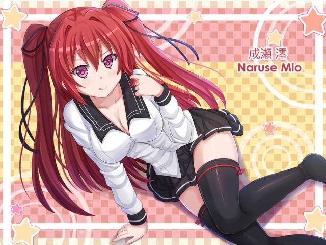Redhair blackstockings floor crossed portrait free wallpaper - medium preview image