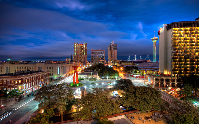 City skyline night street light free wallpaper - medium preview image