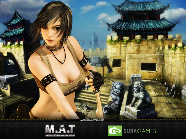 Woman bikini baseballbat castle statue free wallpaper - medium preview image