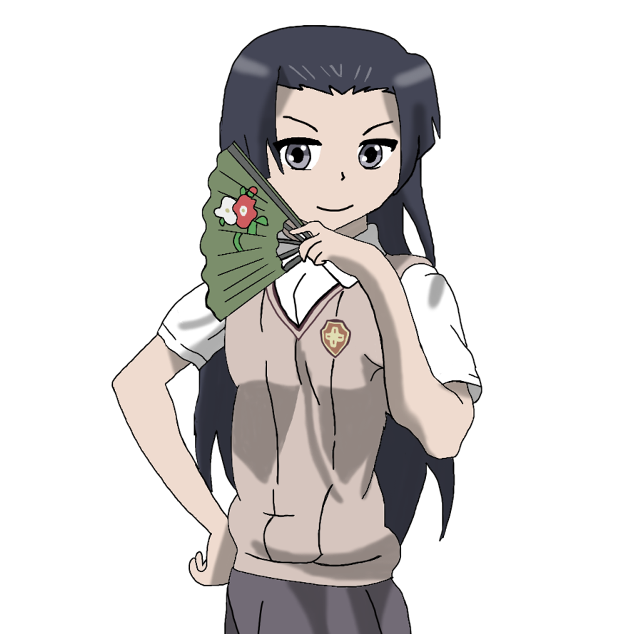 Girl fan flower black background free wallpaper - medium preview image