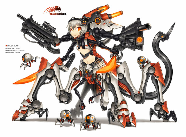 Woman guns mecha robot precisionism free wallpaper - medium preview image
