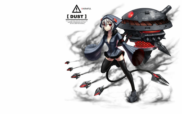 Girl gun robot redlight blackdress free wallpaper - medium preview image