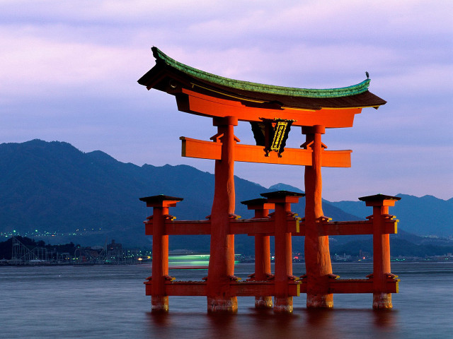 Orange structure water mountain range free wallpaper - medium preview image