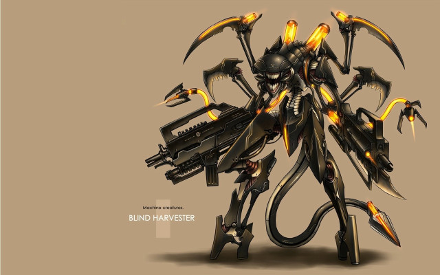 Robot guns flames body arms free wallpaper - medium preview image