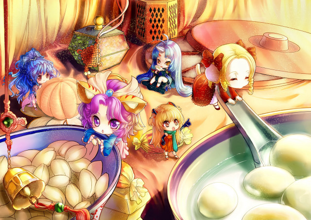 Cartoon people cooking eggs pan free wallpaper - medium preview image